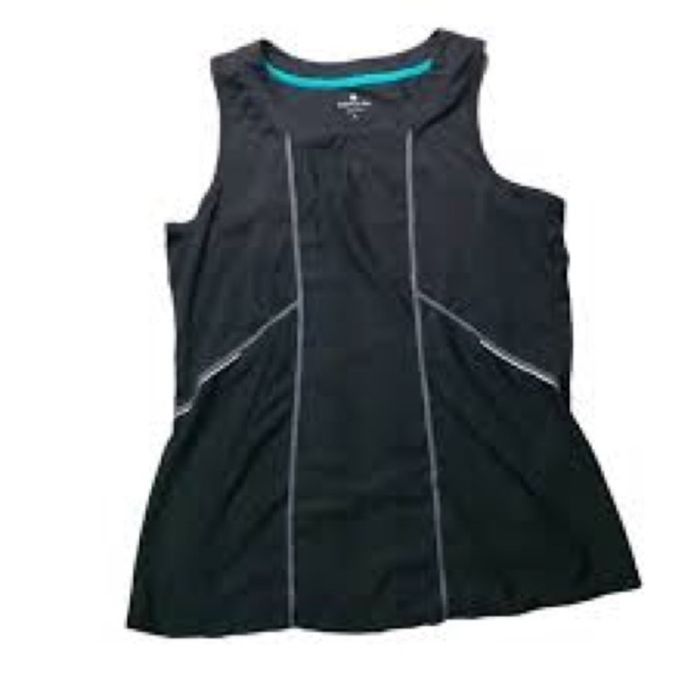 Athleta Run On Black Silver Reflective Tank Top